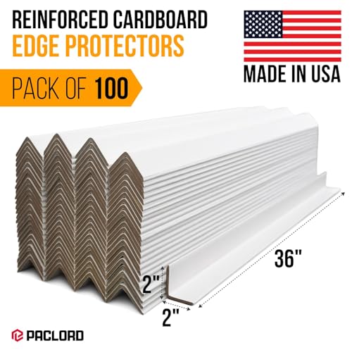 36" x 2" x 2" Reinforced Cardboard Edge Protectors, Pack of 100 - color: Thickness: 0.225", size: Pack of 100