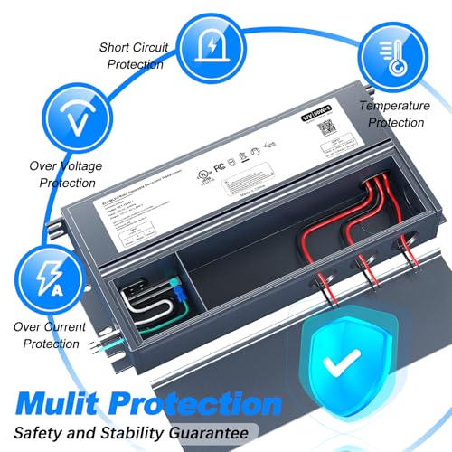 180W 12V Dimmable LED Driver, Triac/ELV/MLV AC to DC Power Supply for LED Light, Halogen Bulb, LED Transformer Compatible with Lutron & Dimmer, for Indoor/Outdoor Use - size: 180W 12V Built in Junction Box