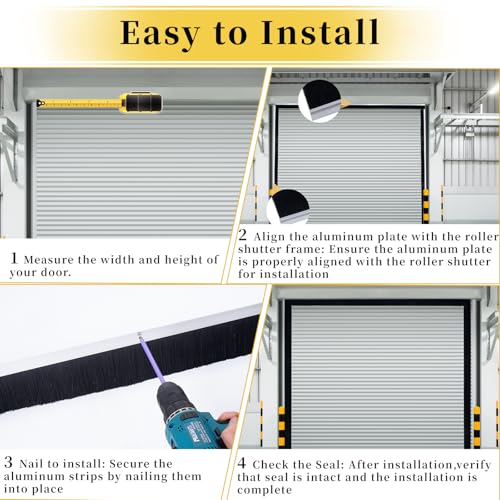 tonchean 16 x 8 Ft Two-Car Roll Up Garage Door Brush Seal Kit Top & Side