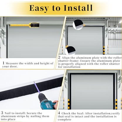 tonchean 16 x 8 Ft Two-Car Roll Up Garage Door Brush Seal Kit Top & Side