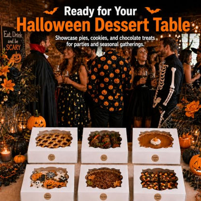 20 Pack Halloween Pie Boxes With Window, 9x9x3 Inch Bakery Boxes - color: White