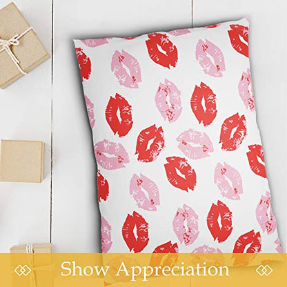 PAKABOO Poly Mailer Shipping Bags 10x13 Inch, 100 Pack, Non-Padded Envelopes with Tamper Proof Self-Seal, Vibrant Lip Print Packaging - color: Lips, size: 10 x 13 inch