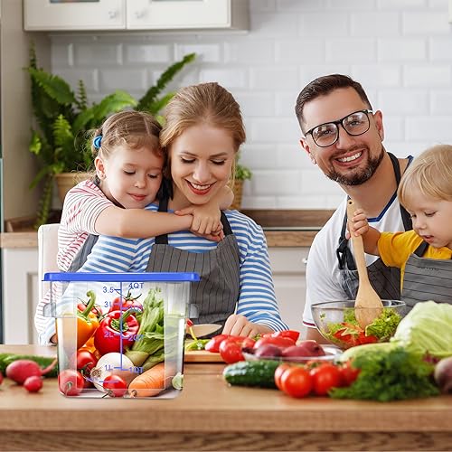 Barydat 4 Pcs Square Food Storage Containers with Lids 2qt & 4qt, Blue - color: Blue