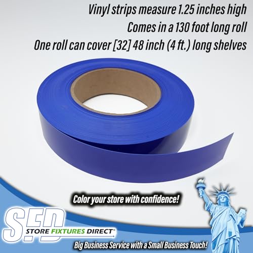 Decorative Gondola Shelving Vinyl Insert for Ticket Channel 130 FT. x 1.25 in. - Blue - color: Blue, size: 1 Roll