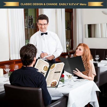 Restaurant Menu Covers Holders 8.5" X 14", 1 Pack, 2 View, Black - size: 8.5"x14"(2 views/ 1pack)