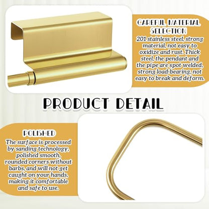 Yaocom 12.4 Inches Cabinet Door Paper Towel Holder, Gold - color: Gold