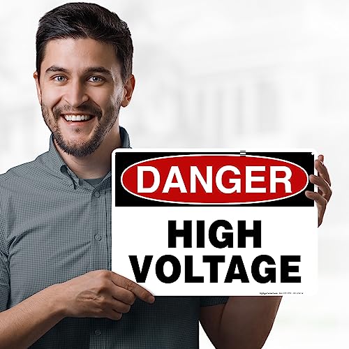 Danger High Voltage Sign, 10x14 Inches, 55 mil thick HDPE (high density - size: 10x14 - Polyethylene