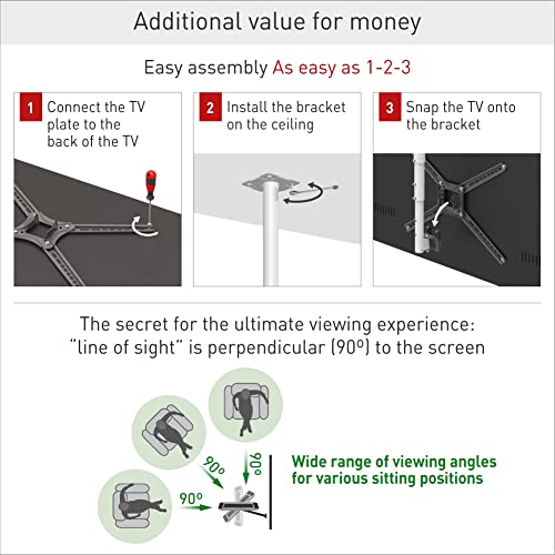 Barkan 38'' Long White TV Ceiling Mount, 13-65 inch Full Motion - 3 Movement Flat/Curved Screen Bracket Holds up to 88lbs, Telescopic Height Adjustment, Fits LED OLED LCD - color: White, size: White