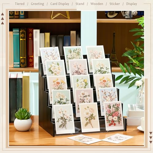 Yuntau 5 Tier Greeting Card Display Stand, Black - color: Black, size: 5 Tier