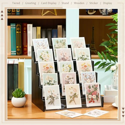 Yuntau 5 Tier Greeting Card Display Stand, Black - color: Black, size: 5 Tier