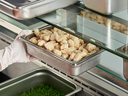 CURTA 6 Pack Anti-Jam Hotel Pans, 1/4 Size 2 1/2 Inch Deep, NSF Commercial 18/8 Stainless Steel Chafing Steam Table Pan, Catering Storage Metal Food Pan - color: 1/4 Size, size: 2-1/2" Deep