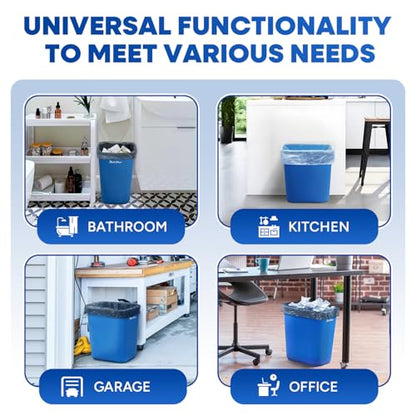 PLASTIC PRINCE 28 Quart Trash Can, Blue Plastic Rectangular 7 Gallon Wastebasket for Kitchen Bathroom Office, 28 qt Garbage Can Fits Under Desk Cabinet Sink, Pack of 2 - color: Blue