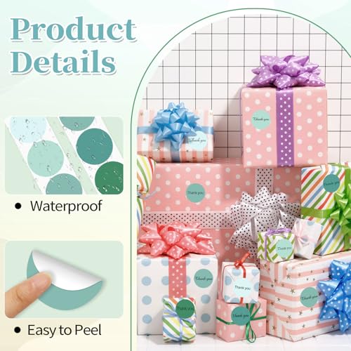 1.5 inch Round Thermal Label,Green Thermal Sticker Labels,Direct Thermal Printer Label for DIY Logo Design,Thanks Card,500 Labels/1 Roll - color: Green Gradient, size: 1.5 inch