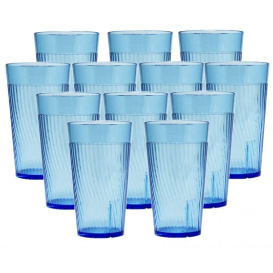 TrueCraftware- 10 oz. Belize Tumbler/Drinking Cups Blue Polycarbonate Set of 12-Premium Iced Tea Glasses Stackable Reusable Drinking Glasses Dishwasher Safe Break-Resistant for Home Restaurants - color: Blue, size: 10 oz