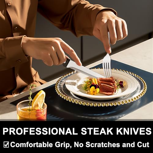 49-Piece Hammered Silverware Set with Organizer, Food-Grade Stainless Steel Flatware for 8, Cutlery Utensil Sets with Steak Knives, Rust-proof, Mirror Polished, Dishwasher Safe, Wave Hammered - style: Wave Hammered