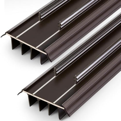 Pushglossy 2 Pcs Kerf Style 36" Door Bottom Seal Threshold Brown - color: Brown, size: Kerf Style