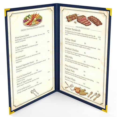 10Pcs Blue PVC Clear Menu Cover 8.5x14, Bifold, 2 Page 4 View - color: blue, size: 2 Pages - 8.5" x 14"