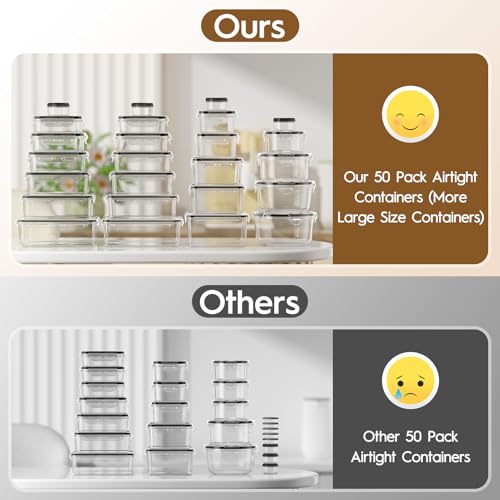KEMETHY Large 50 PCS Food Storage Containers with Airtight Lids, BPA-Free - color: 50 PCS
