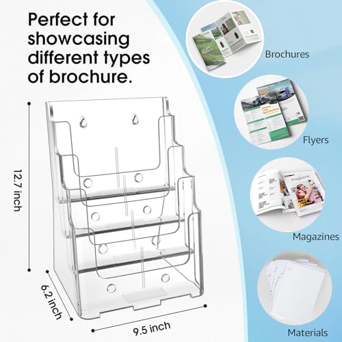 MaxGear 4 Tier Brochure Holder, 8.5 x 11, Removable Divider, 1 Pack - size: 8.5"x11"-4 Tier