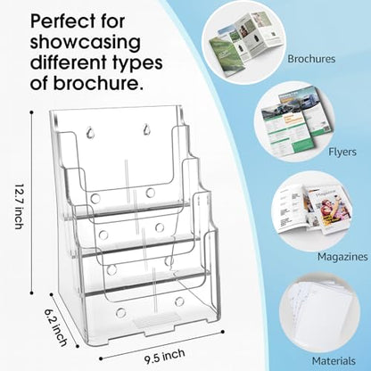 MaxGear 4 Tier Brochure Holder, 8.5 x 11, Removable Divider, 1 Pack - size: 8.5"x11"-4 Tier