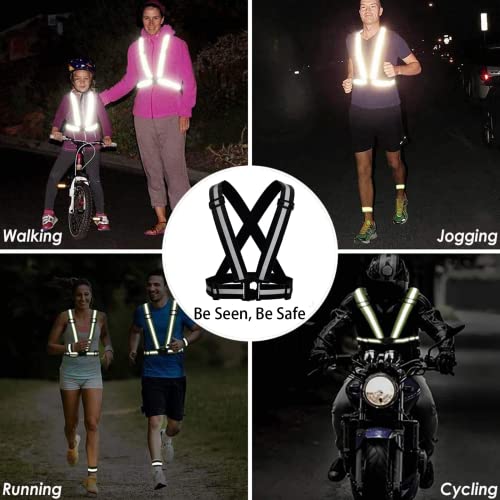 Reflective Safety Vest 2pcs - High Visibility Vest Adjustable Straps for Outdoor Jogging, Cycling, Walking and Riding - color: Black