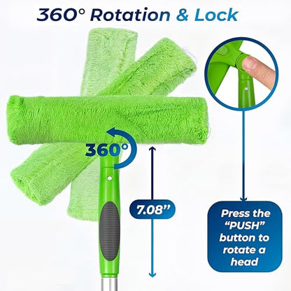DSV Standard Professional Window Squeegee for Window Cleaning, 2 in 1 Rotatable Window Cleaning Squeegee Kit with Extension Pole, 62” Window Cleaning Tool for Indoor/Outdoor High Windows, Home, Car - size: 62 inches