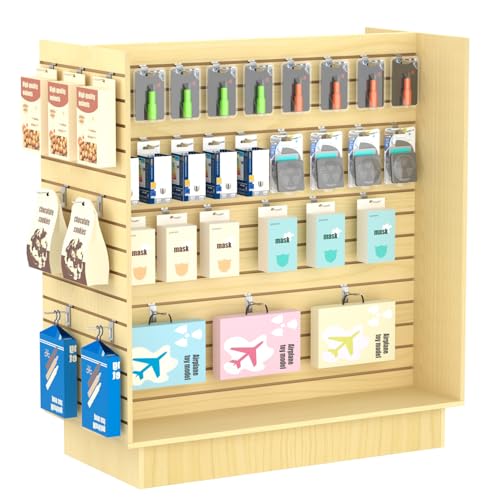 49.5”W x 24”D x 54”H - Retail Slatwall Gondola Display with 3” Slat wall Units，Maple Versatile H-Unit Slatwall Display Stand - color: Maple