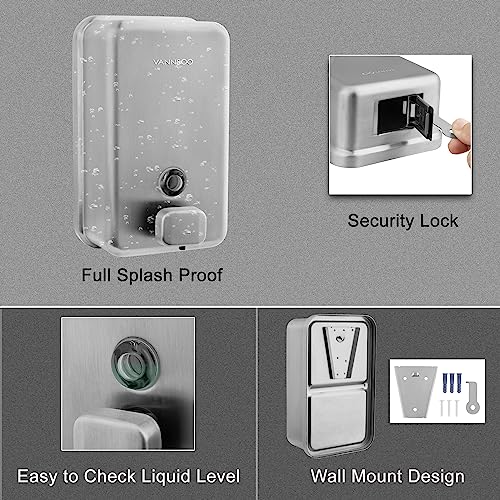 Wall Mounted Commercial Soap Dispenser Bathroom, Vertical Brushed - color: Vertical Brushed
