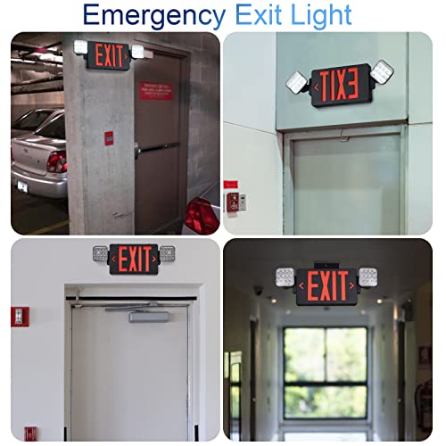GZRUIYANG Black Housing Exit Sign With Emergency Lights Red, LED Exit Light With Battery Backup, UL 924 Certified, AC 120/277V, Commercial Lights Combo for Business - 4 Pack - color: Black Housing Red Letter, size: 4 Pack