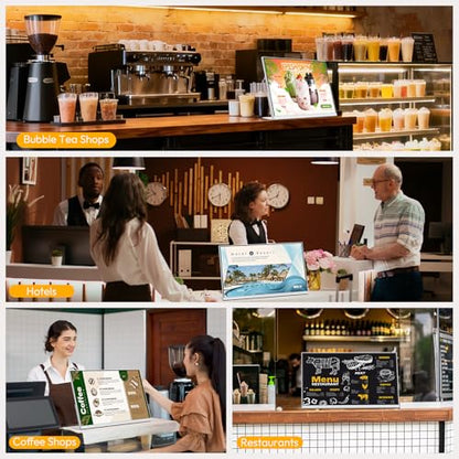 24 Inch Desktop Digital Menu Board, HD Digital Signage Retail Store Monitor, Commercial Display Advertising Screen Android with CMS, Electronic Menu Display for Milk Tea Shop/Restaurant - size: 24 Inch