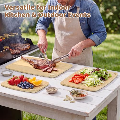 Dishwasher Safe Cutting Board,Bamboo Cutting Board with Juice Groove - color: Natural, size: Set of 2 (Small + Medium)