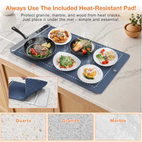 FYY Warming Mat for Food 24"x15", Rapid and Full Surface Heating Navy - color: Navy, size: X Large Size: 24"x15"