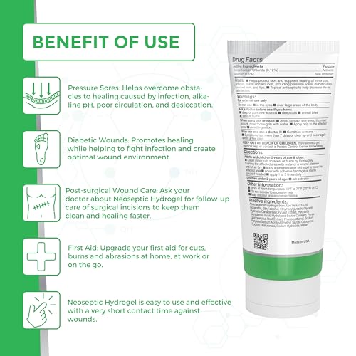 Antiseptic Scar & Wound Care Hydrogel - Repair, Protect Skin and Promote Faster Healing - pH Balanced Pain Relief Wound Gel for Burns and Dry Skin