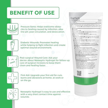 Antiseptic Scar & Wound Care Hydrogel - Repair, Protect Skin and Promote Faster Healing - pH Balanced Pain Relief Wound Gel for Burns and Dry Skin