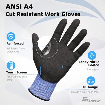 Schwer A4 AIR-SKIN Cut Resistant Work Gloves, Ultra Lightweight, AR3900, XS - color: Blue, size: X-Small