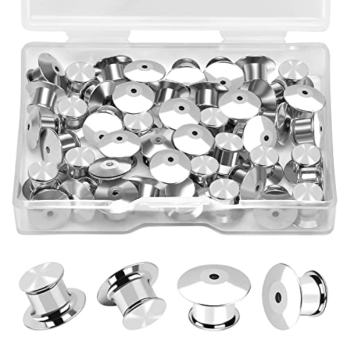 Ceryvop 30 PCS Locking Pin Backs Keepers Clasp, Metal Pin Locks Back