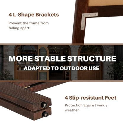 4 THOUGHT A-Frame Double-Sided Magnetic Chalkboard 40"x20", Rustic Brown - color: Rustic Brown