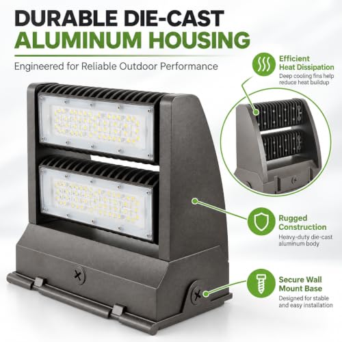 120W Rotatable LED Wall Pack Light 5000K Adjustable Head Outdoor Fixture - color: 120W