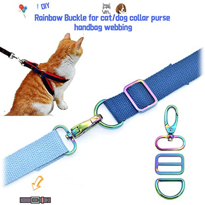 Rainbow Swivel Hook Claw Clasp - 25mm Slide Strap Buckle D Ring Adjuster Buckle for Dog Collar Backpack Purse Hardware - color: Rainbow