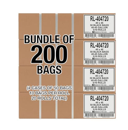 Aluf Plastics 40-45 Gallon Trash Bags (2 MIL - Pack of 200) 40" x 46" - Large Heavy Duty Can Liners - Plastic Black Garbage Bags for Lawn, Leaf, Contractor, Yard, Outdoor use - color: Black, style: 45 Gal, 2 Mil, 200 Count