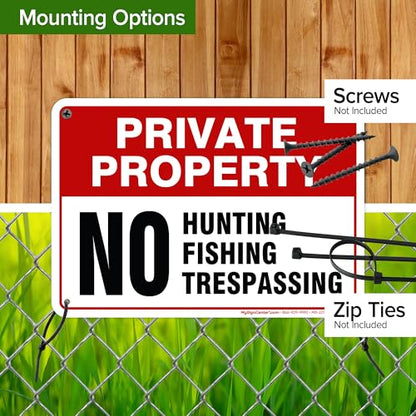 Private Property No Fishing No Hunting No Trespassing Sign, 7x10 Inches, 55 - size: 7x10 - Polyethylene