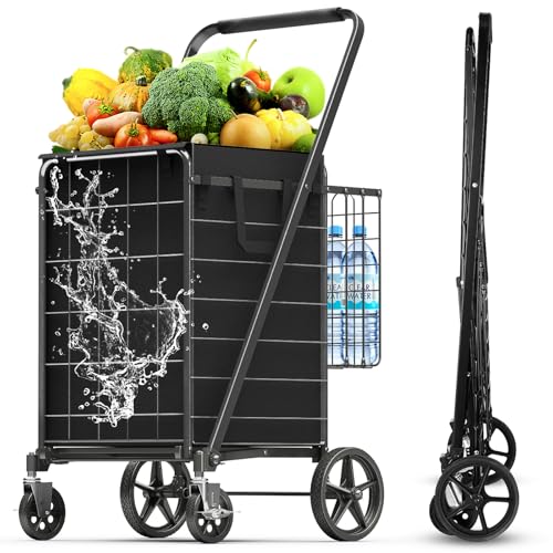 4.5 Cu Ft Folding Shopping Cart with 360° Braked Swivel Wheels