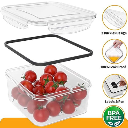 52 PCS Large Food Storage Containers with Lids Airtight, BPA-Free Leakproof Plastic Meal Prep Containers Reusable,Microwave & Dishwasher & Freezer Safe,Includes Labels & Pen - color: Black 26 Pack