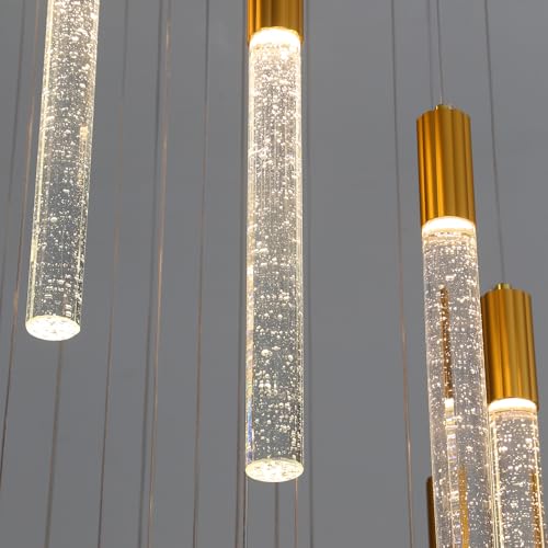 Modern 4-Light Gold Crystal Column Pendant Light Rectangular Crystal Chandelier LED Hanging Light for Dining Room Living Room, Hallway, Bedroom - color: Gold, size: Rectangle 4-Light