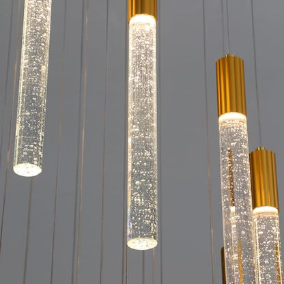 Modern 4-Light Gold Crystal Column Pendant Light Rectangular Crystal Chandelier LED Hanging Light for Dining Room Living Room, Hallway, Bedroom - color: Gold, size: Rectangle 4-Light