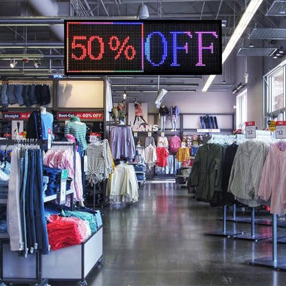P10 Programmable LED Sign, 40"x14" Scrolling LED Sign for Business, Waterproof LED Display with WIFI & USB Control, 96x32 Pixels SMD Technology Digital Advertising Sign for Shop, Hotel, Store, Restaurant - size: P10 40"x14"