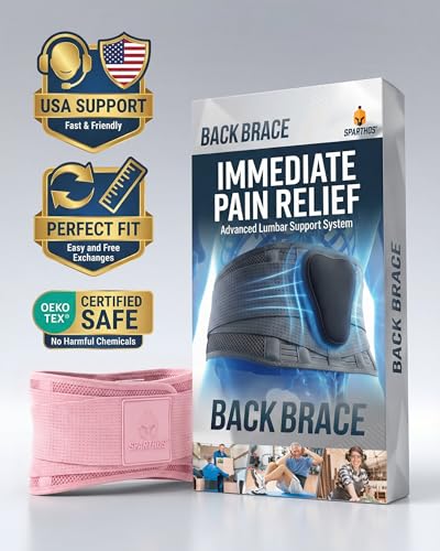 Sparthos Back Brace for Women & Men, Sciatica, Lower Back Pain - Pink-XS - color: Flamingo Pink