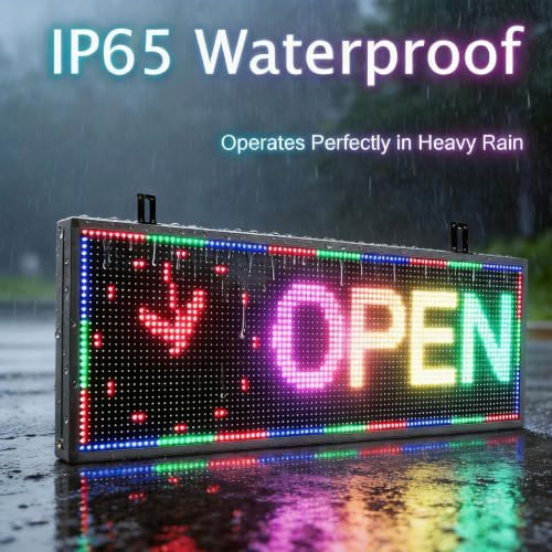 P10 Scrolling Led Sign Programmable Display Digital Sign Outdoor Message Board Led Open Signs For Business Custom Banner Word Light Advertising Wifi Control High Brightness Neon 39"X14" - size: P10 39"x14"x2" Indoor/Outdoor