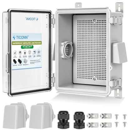 TICONN Outdoor Electrical Box with Ventilation Holes, IP65 Junction Box - color: Transparent Cover, size: 8.7"x6.7"x4.3"