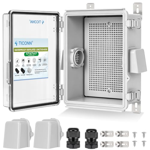 TICONN Outdoor Electrical Box with Ventilation Holes, IP65 Junction Box - color: Transparent Cover, size: 8.7"x6.7"x4.3"